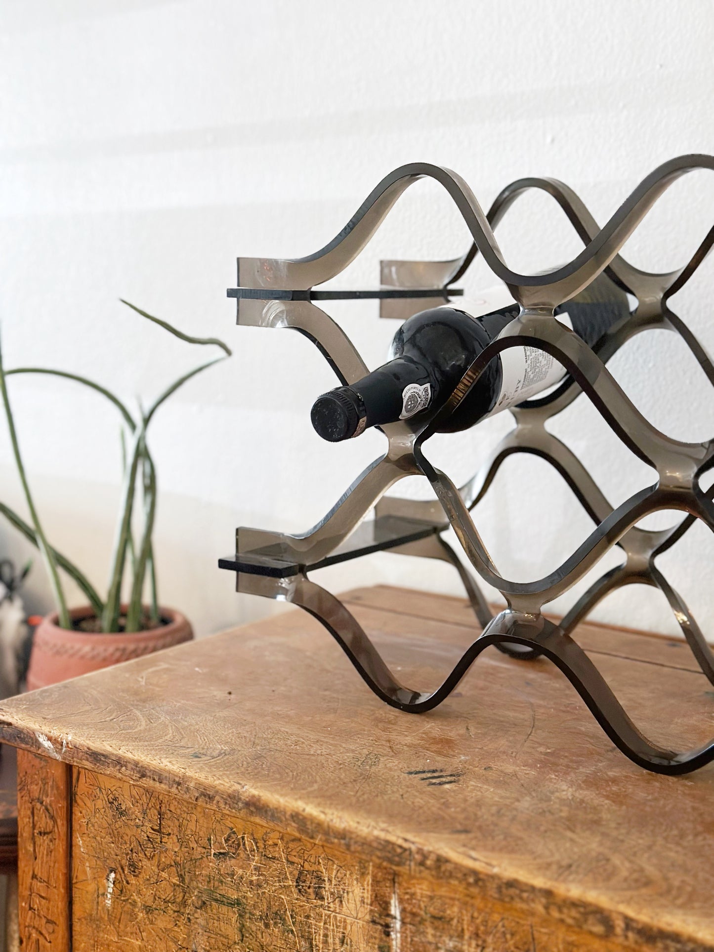 Mid Century Lucite Wine Holder