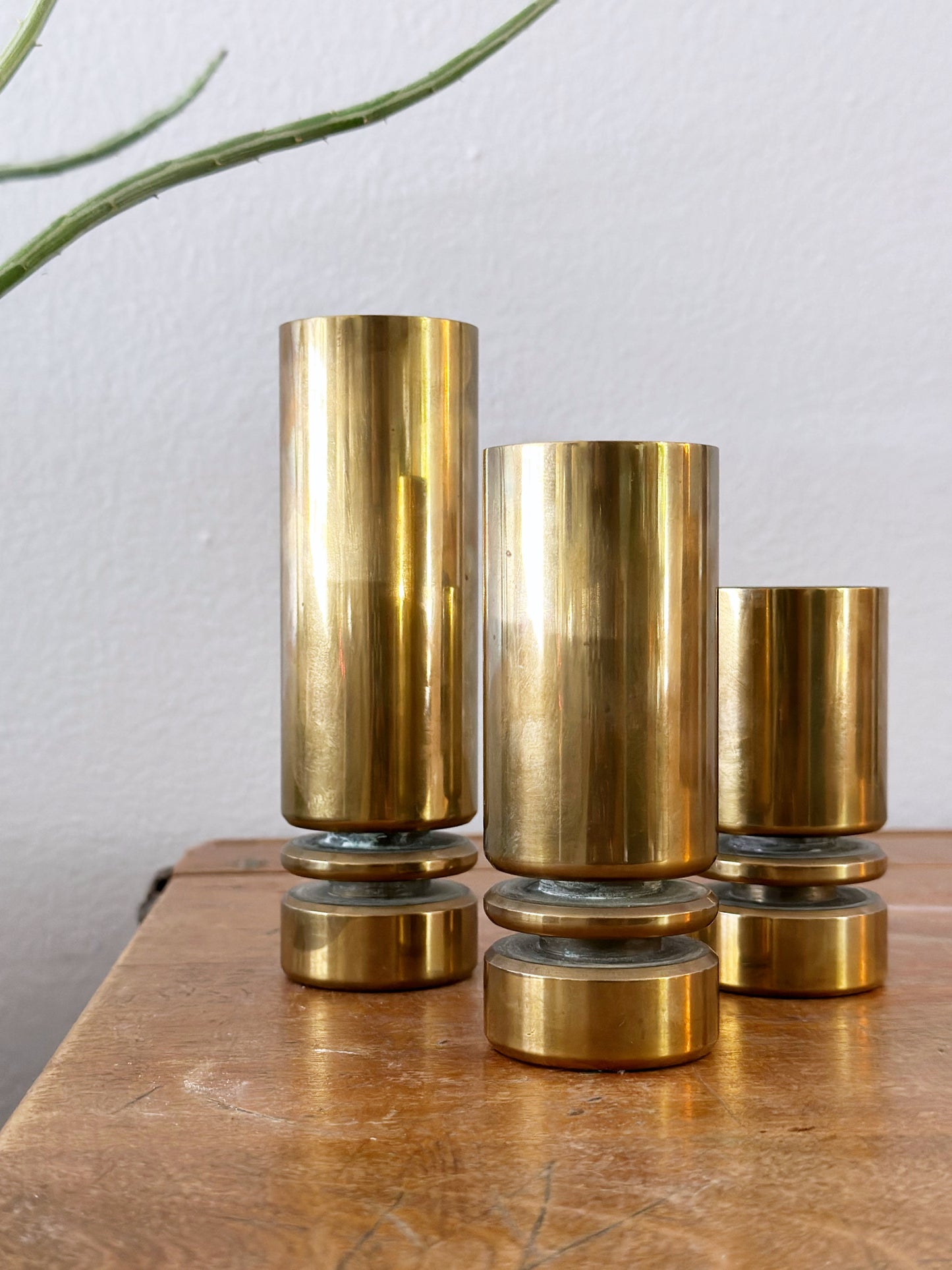 Vintage Brass Candle Holder Set