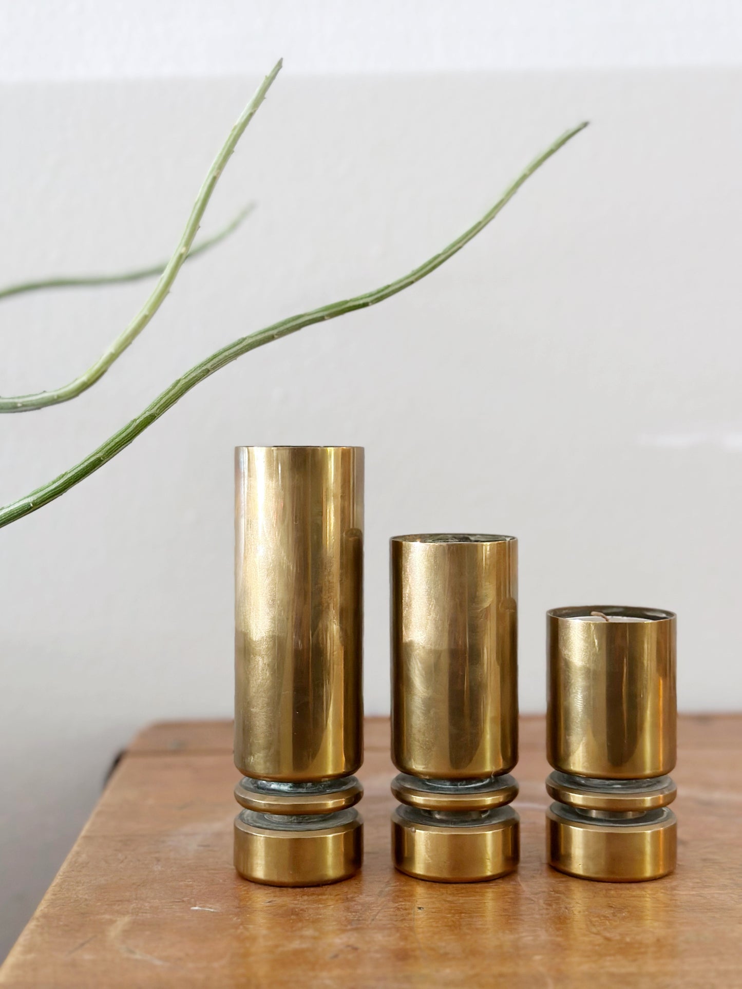 Vintage Brass Candle Holder Set