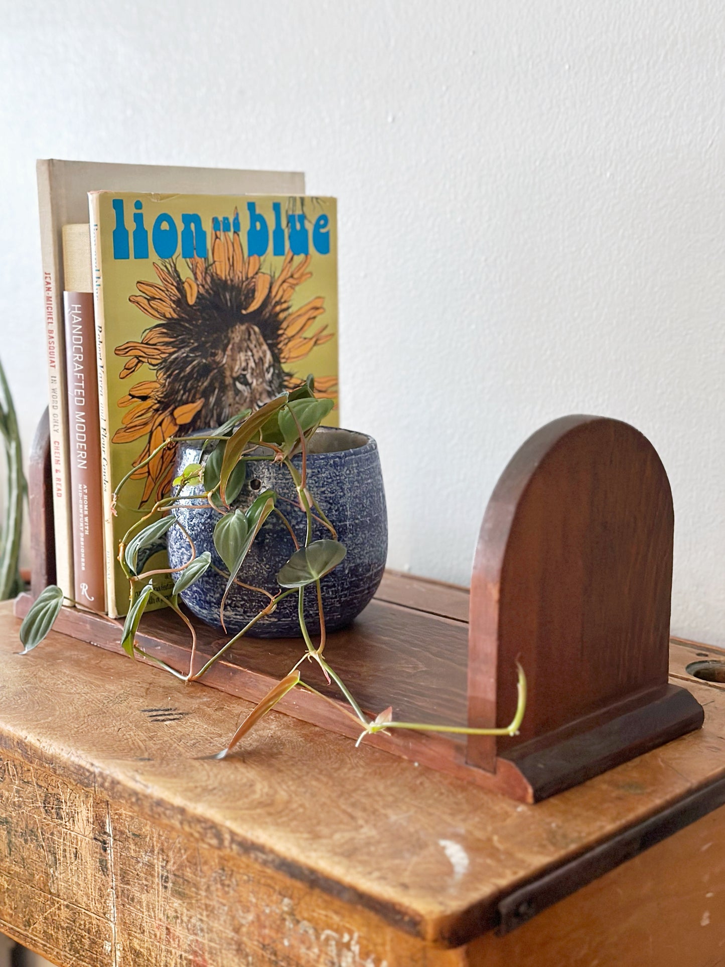 Vintage Wooden Tabletop Book Rack