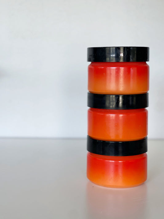 Vintage Anchor Hocking Fire King Orange Milk Glass Stacking Canister Set